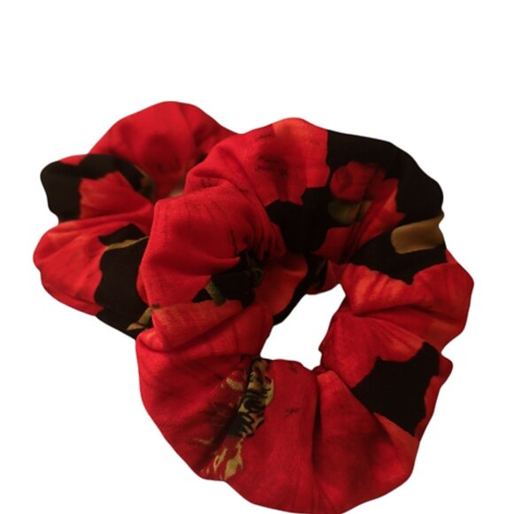 Set of 2 Handmade Poppy Cotton Hair Scrunchies - Picture 2 of 3